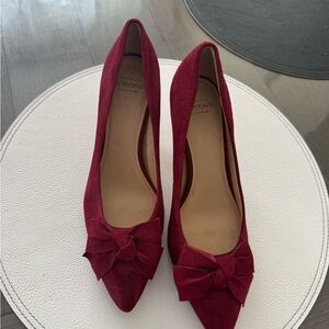 Joan & David Deep Red Bow Heels